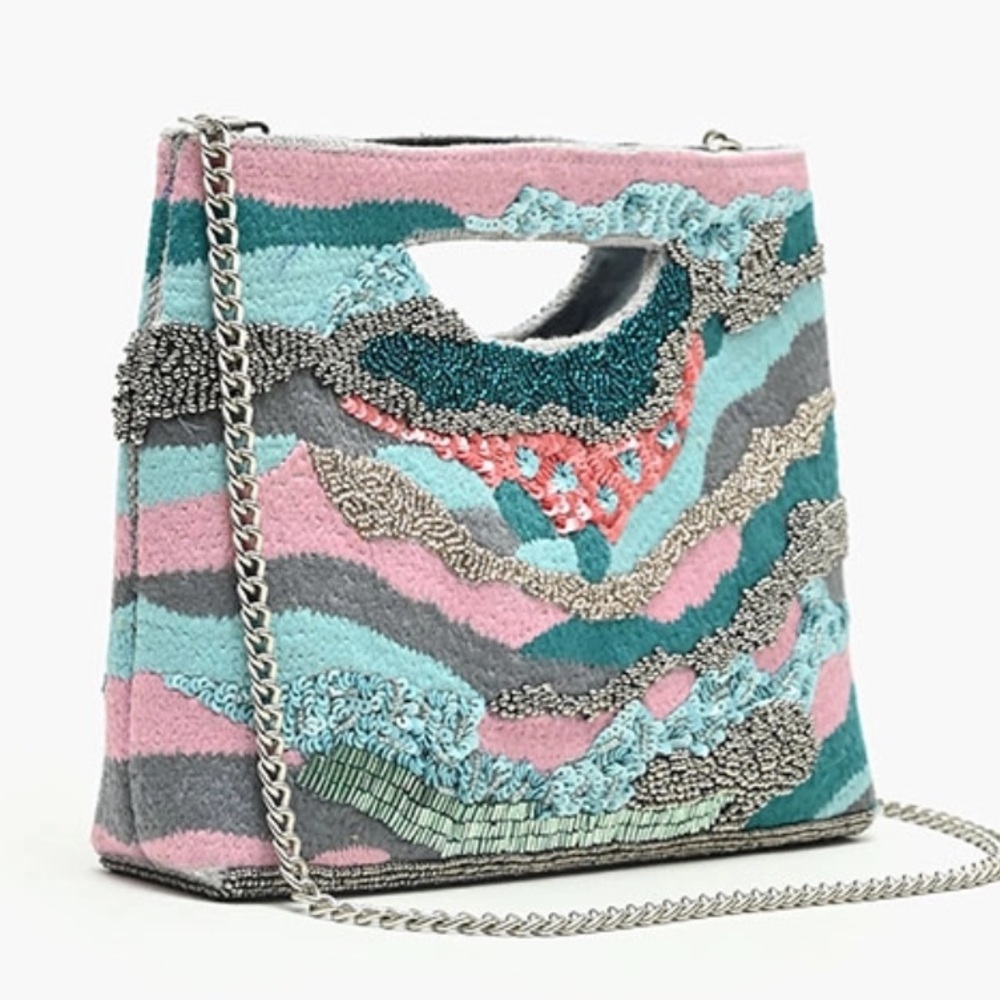 New with tags. Jersey Shore handbeaded bag. Clutch. Shoulder strap.